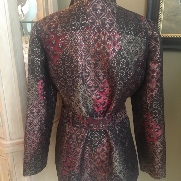 CACHE TEXTURED BROCADE JACKET W’ BELT LINED SZ10 - Picture 3 of 8